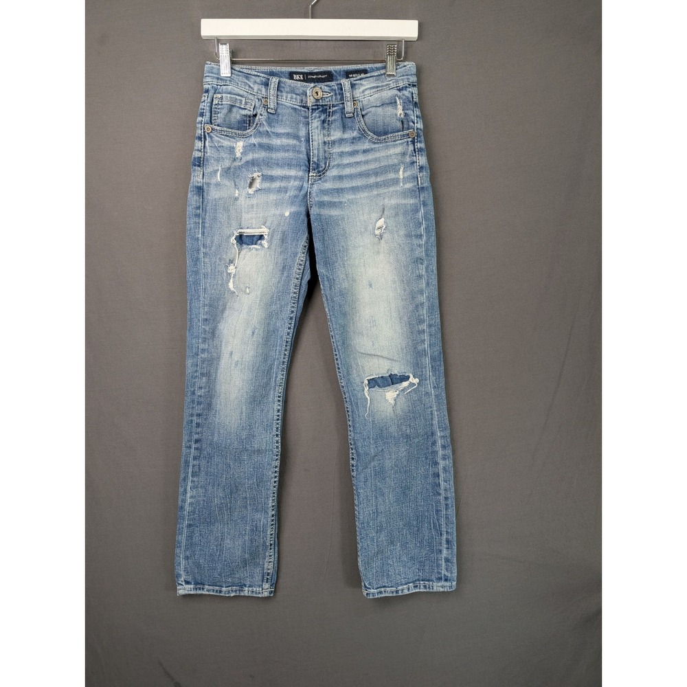 BKE Boys Connor Straight Leg Distressed Blue Jeans Size 14 Regular 7885